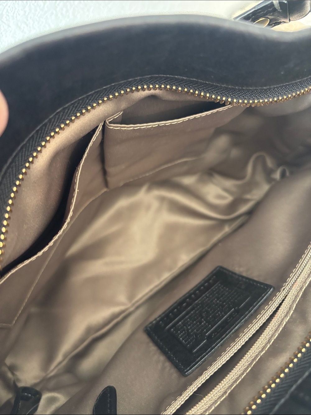 Coach Carly Black Leather Shoulder Bag with Gold Hardware - Picture 11 of 16